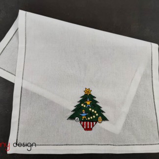 Chistmas hand towel-Pine tree with pot embroidery ( 6 piecies)